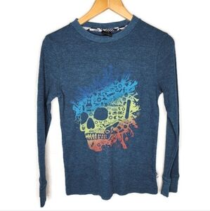 Shaun White Waffle Knit Skull Shirt in Teal Size L